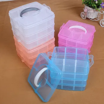 Прозрачные пластиковые бусины для рукоделия, Органайзер для хранения ювелирных изделий, ящик для инструментов, трехслойный Съемный пластиковый ящик для хранения, чехол # T1P