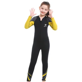 Детские красочные купальники 2,5 ММ Неопреновый гидрокостюм для подводного плавания с аквалангом, цельный утолщенный теплый костюм для подводного плавания с длинным рукавом, Купальники
