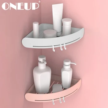 Настенные полки для ванной комнаты ONEUP С крючком, треугольный Стеллаж для хранения, Полка из АБС-пластика для туалета, Органайзер для хранения унитаза, Набор аксессуаров для ванной комнаты