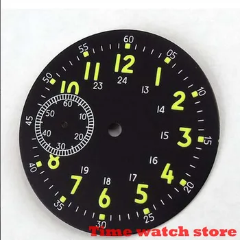 Циферблат часов 38.9 мм мужские часы с темным стретч-циферблатом, светящиеся метки подходят для механизма ETA 6497 St 3600