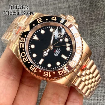 Водонепроницаемость 20ATM, 40-миллиметровое розовое золото NH34 GMT, автоматические часы для мужчин, ремешок Oyster, Керамический безель, Сапфировое стекло, Люминесцентный 2022
