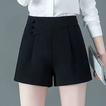 Шорты в стиле 2023, женские Корейские повседневные брюки трапециевидной формы с высокой талией для одежды, женские брюки, летние шорты