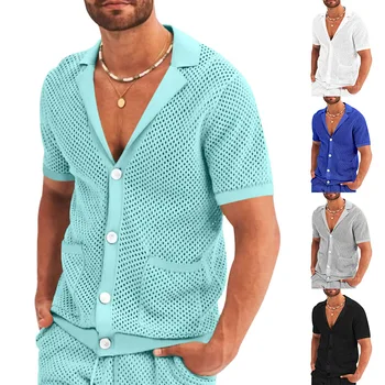 2023 Мужская одежда, новая модная рубашка с V-образным вырезом и коротким рукавом, мужская приталенная футболка, мужские хлопковые повседневные летние футболки для фитнеса в спортзале