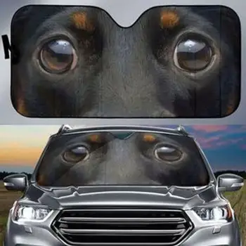 Солнцезащитный козырек с принтом в виде симпатичных глазок таксы Dog Is Family Wiener Puppies, декор автомобиля, солнцезащитный козырек на лобовое стекло