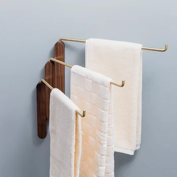 Креативная вращающаяся вешалка для полотенец в ванной, Подвесная вешалка для унитаза Без отверстия, Складной держатель для полотенец, одинарный двойной стержень из массива дерева