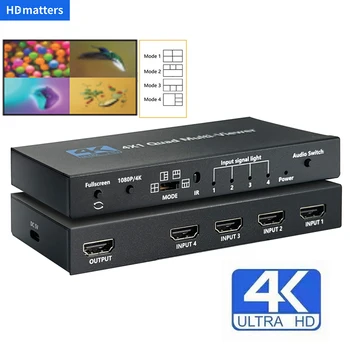 HDMI Multiviewer 4K 4X1 HDMI quad viewer 4 в 1 HDMI Multi-viewer бесшовный Переключатель hdmi switcher с дистанционным управлением и масштабатором