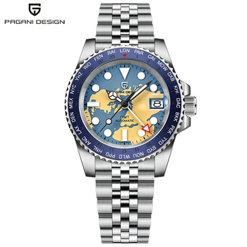 Дизайн PAGANI Новый механизм NH34 Мужские автоматические часы лучший бренд Сапфировое стекло GMT Watch Водонепроницаемые мужские механические часы 100M