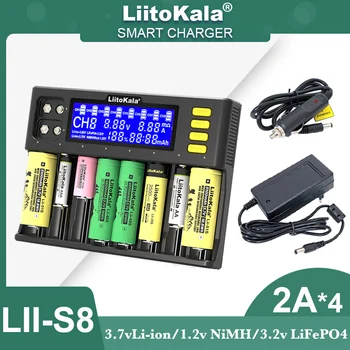 LiitoKala lii-S8 8 слотов Смарт-Зарядное Устройство для 3,7 В Литий-ионный Аккумулятор 18650 26650 21700 18350 18500 1,2 В NiMH AA AAA 3,2 В LiFePO4