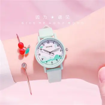 Корейская версия Простые водонепроницаемые кварцевые люминесцентные детские часы с круглым циферблатом, повседневные кожаные спортивные часы для мальчиков и девочек Reloj