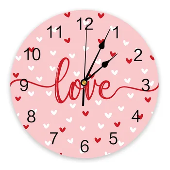 День Святого Валентина Розовые Настенные Часы Для Спальни С Любовью, Большие Современные Кухонные Обеденные Круглые Настенные Часы, Часы Для Гостиной, Часы Для Домашнего Декора