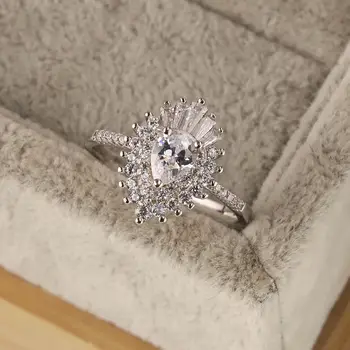 2023 Модное новое кольцо из 100% стерлингового серебра S925 пробы с преувеличенным европейским и американским дизайном для женского кольца с цирконом