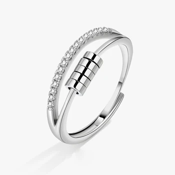Геометрическое кольцо KOFSAC, мобильные бусины, кольца для женщин, ювелирные изделия из стерлингового серебра 925 пробы, 2022, женское модное кольцо с цирконием