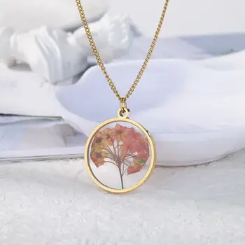 Винтажное ожерелье с подвеской в виде листьев искусственного вечного цветка для женщин, цепочки из нержавеющей стали, ожерелья с ромашками и розами, эстетические украшения