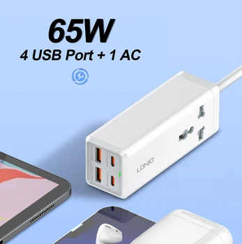 65 Вт USB C Зарядное Устройство Для iPhone/Ноутбука/Macbook/Ipad/Камеры/Мобильного Телефона Зарядное Устройство Для Быстрой Зарядки 4 Порта USB Выход Настольная Полоса Питания