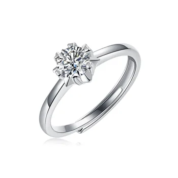 Роскошное кольцо с муассанитом из серебра 925 пробы с бриллиантом Ladies Promise Wedding Finger Luxe Women