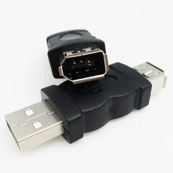 Новый Firewire IEEE 1394 6-контактный разъем USB 2.0 Type A, переходник для камер, MP3-плееров, мобильных телефонов, КПК, Черный челнок
