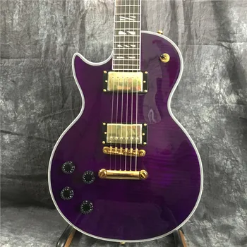 Left hand purple LP extreme guitar электрогитара extreme flame maple, золотая фурнитура, высокое качество, настоящая фотовыставка