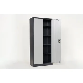 Металлический шкаф для хранения с 2 дверцами и 4 полками\  Запираемый стальной шкаф для хранения в офисе\  Гараж\