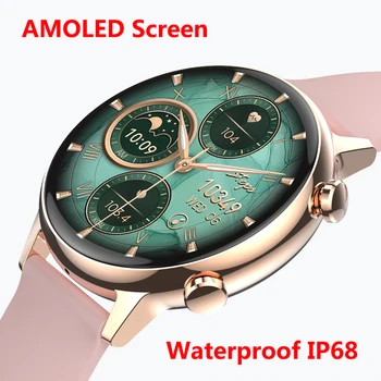 Смарт-часы Женские 2023 Маленькие С Whatsapp IP68 Водонепроницаемый AMOLED 360 * 360 HD Экран Кровяное Давление Android Женские NFC Smartwatch