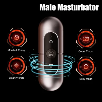 Автоматическая сосательная чашка для мужской мастурбации, двухканальный влагалищный рот, подсчет упражнений для пениса, мужской мастурбатор с ЖК-цифровым экраном