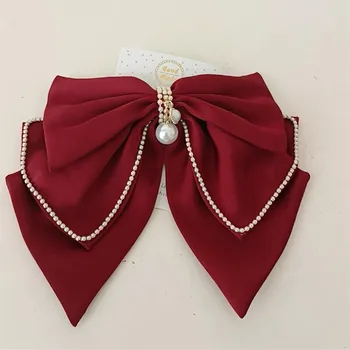 Новая красная заколка для волос с большим бантом в стиле ретро для головных уборов невесты для женщин