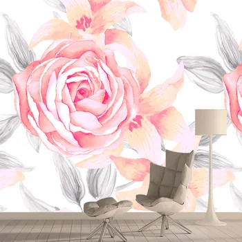 Розовая Роза Природа Цветочный Фон Природы Пользовательские 3D Обои для Гостиной Домашний Декор Стены Бумага Фрески Виниловые Рулоны Принты