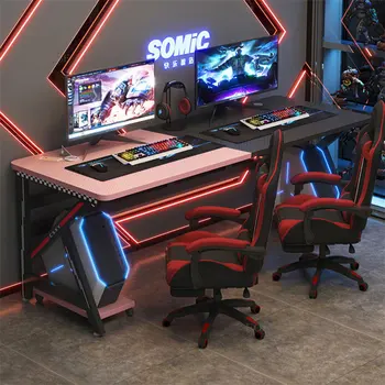 Компьютерные столы из углеродного волокна Nordic с двойным рабочим столом, письменный стол для домашней спальни, Интернет-кафе, игровые столы, Компьютерный стол, набор стульев