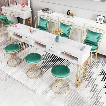 Новая европейская мебель для салонов, Маникюрные столы, Легкая роскошная вилла, Маникюрный стол, Современный Минималистский салон красоты, Коммерческий Маникюрный стол