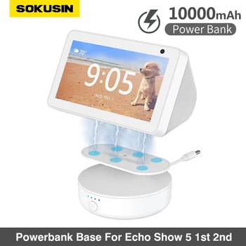 Портативная Аккумуляторная База Для Echo Show 5 Smart Speaker Display Powerbank 10000 мАч Power Bank Док-Станция Staion Stand Аксессуары Для Динамиков