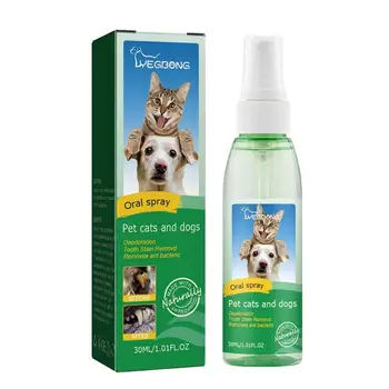 Стоматологический спрей для домашних животных Pets Fresh Breath Стоматологический спрей для собак, 30 мл, освежитель дыхания для собак, устраняющий неприятный запах изо рта собаки и кошки