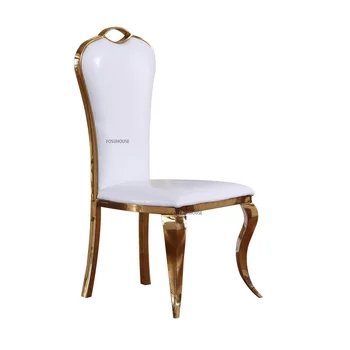 Обеденные стулья Nordic Gold из нержавеющей Стали Современная минималистичная мебель для столовой Легкое Роскошное кресло из гостиничной кожи в ресторане