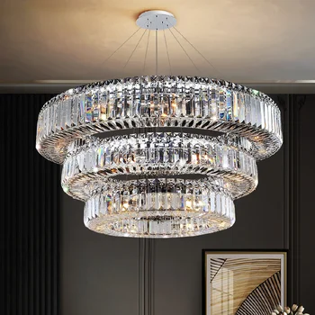 Роскошные хрустальные люстры для гостиной, современный дизайн, хромированный подвесной светильник, Круглый Квадратный Светильник для спальни, светодиодная лампа Cristal Lustre