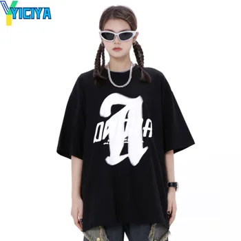 Футболка YICIYA, топ y2k, женские футболки, укороченный топ, блузки с короткими рукавами, футболка в стиле хип-хоп, американские футболки, женская одежда
