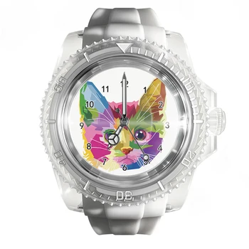 Новые прозрачные силиконовые часы животного окраса Кошка Собака Сова Художественные часы Мужские и женские часы Модные кварцевые наручные часы