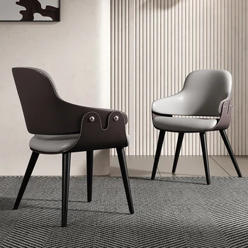 Итальянский обеденный стул в минималистичном стиле для домашнего ресторана класса люкс, креативная современная простая мебель с подлокотниками, кресло-акцент без груза