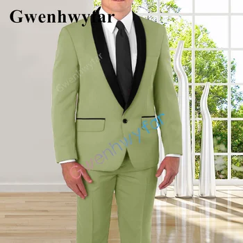 Гвенвифар, Новый летний Светло-зеленый однобортный костюм жениха на свадьбу, смокинг в повседневном стиле, модный комплект из 2 предметов