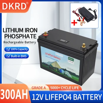 12V 300Ah LiFePO4 Встроенный Литий-железо-фосфатный аккумулятор BMS 5000 Циклов Для Замены Большей части резервного источника питания Домашнего хранилища энергии