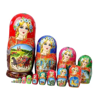 15 Штук Русской Матрешки, Матрешки для украшения домашней комнаты, Штабелируемой куклы