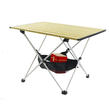 Портативный складной стол для кемпинга, алюминиевая столешница с квадратом для пикника на открытом воздухе, коричневый цвет, стиль под дерево
