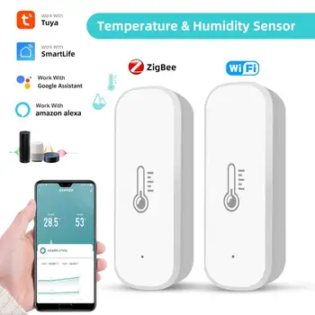 Датчик температуры Tuya Датчик температуры Zigbee Датчик влажности Датчик температуры Аккумулятор Alexa Google Home Alice Smart Life