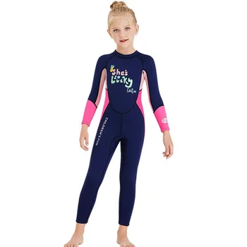 2,5 мм Теплый водолазный костюм для девочек, утолщенный цельный солнцезащитный крем для подводного плавания с длинными рукавами для серфинга, Новый детский купальник